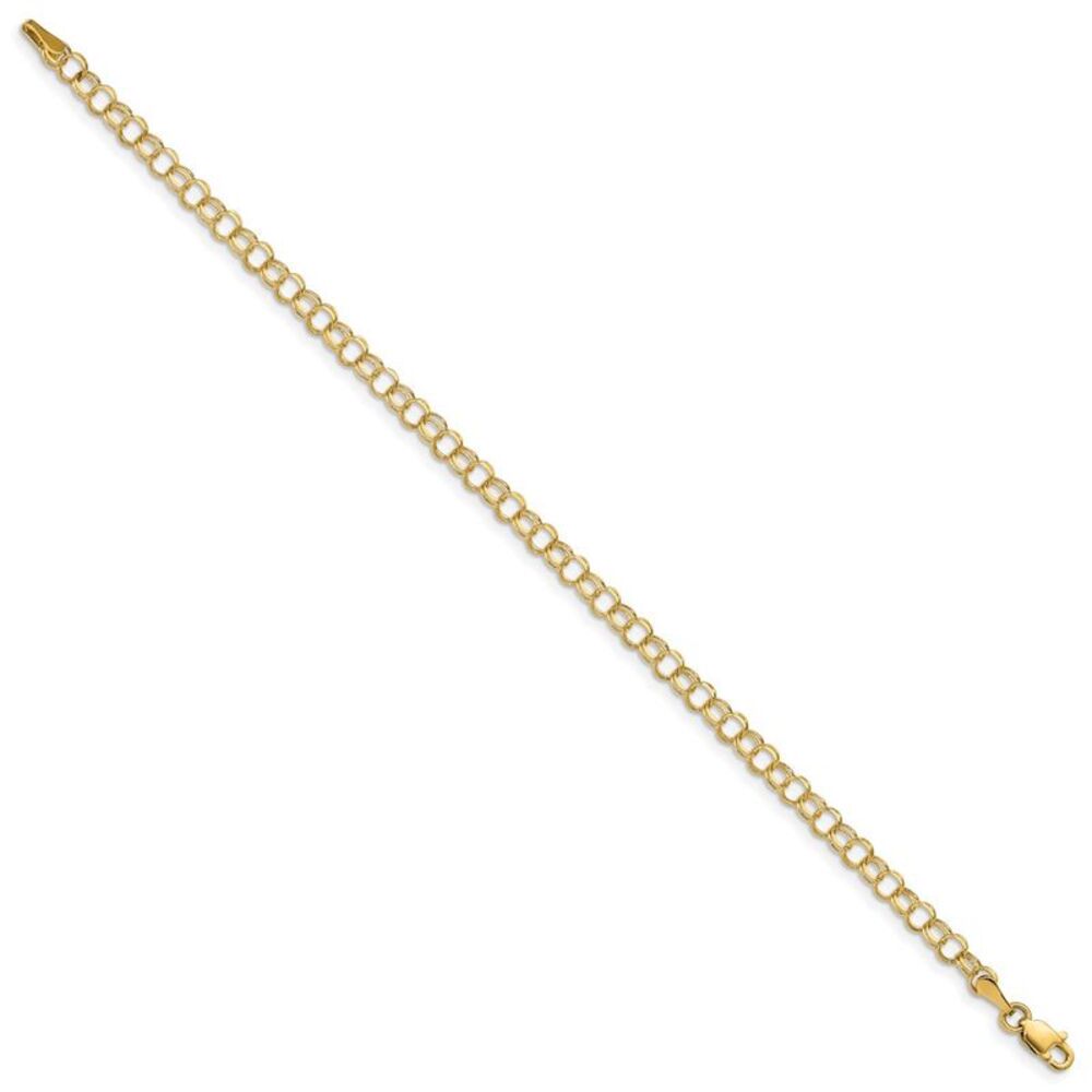 14k Yellow Gold Solid Double Link Charm Bracelet - image 2